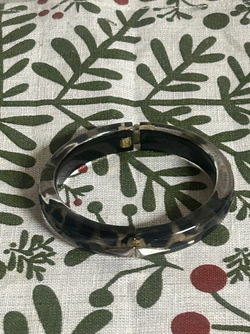 Alexis Bittar Golden Studded Hinge Bangle Bracelet Cheetah design Magnetic Clasp - Picture 5 of 10